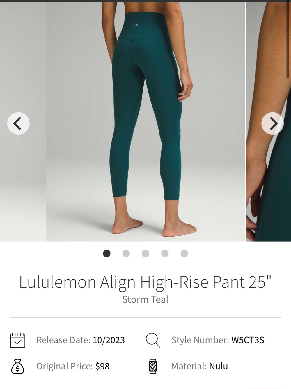 Lulu Align 25” Leggings - Storm Teal - Size 12
